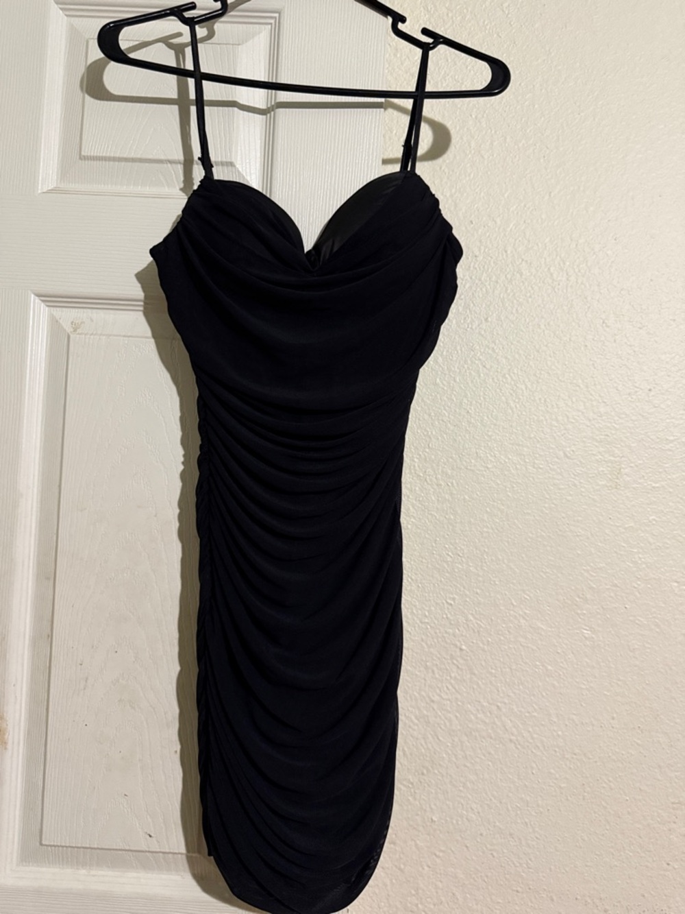 Lovely Day Black Ruched Sweetheart Midi Dress